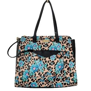 🌀 Betsey Johnson Blue Flower Animal Print Tote Bag